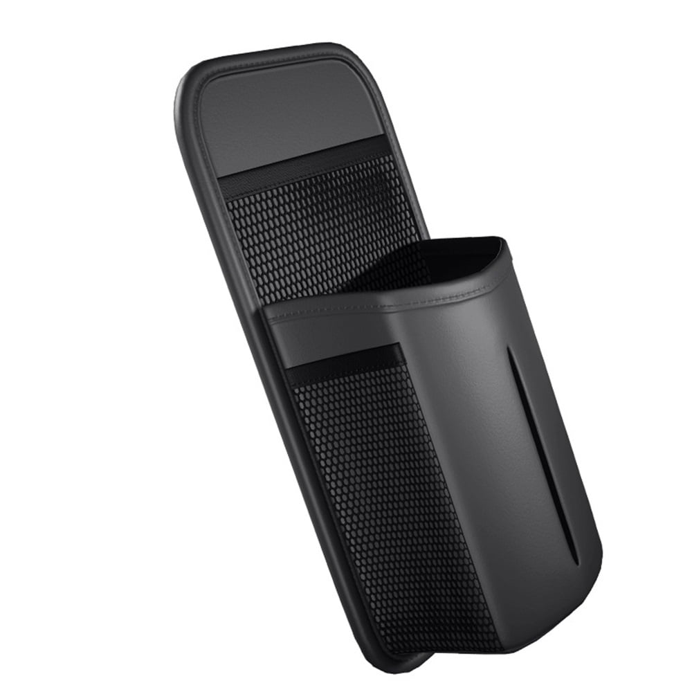 Xusx111 - Soporte De Tejido De Coche Para Kleenex Count, Caja De Almacenamiento De Coche Rectangular, Organizador De Montaje Lateral Con 2 Bolsillos De Malla, Bolso Colgante, Cuero Pu Impermeable, Par