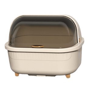 Magideal - Estante Para Secar Platos, Escurridor De Platos Con Tapa, Drenaje A Prueba De Polvo, Drenaje Rápido, Estante Para Cuencos, Estante Para Cubiertos Para Marrón