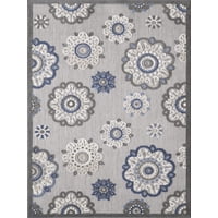 Alfombra Kas Rugs Calla 6932 Gris Y Azul Para Interiores Y Exteriores, 70 Cm X 120 Cm