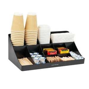 Encimera Negra De Cup And Condiment Station Mind Reader