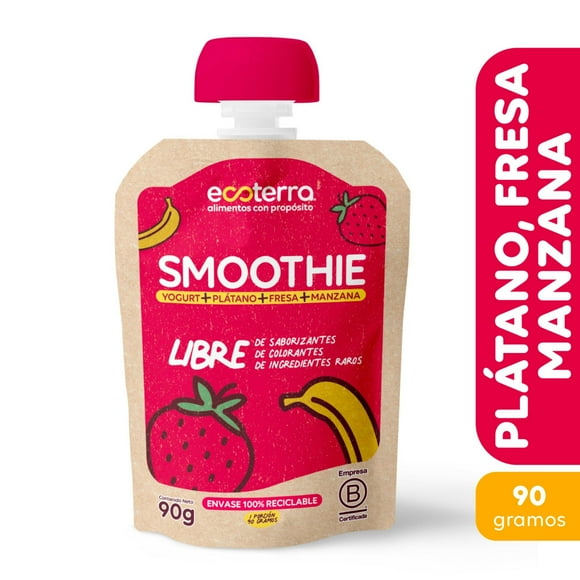 Smoothie Ecoterra Frutilla Plátano 90 g, 90 g