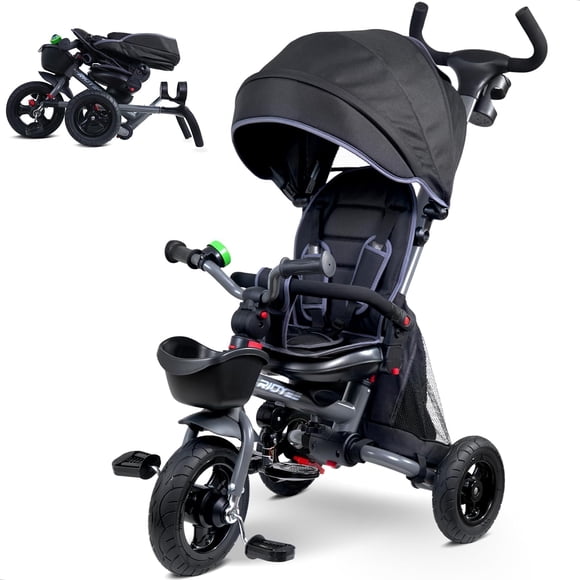 Triciclo RIDYEE 7 en 1 plegable para niños de 18 meses a 5 años, gris