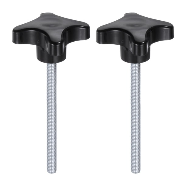 2 Piezas de Perillas Estrella M8 x 100mm Perilla de Espárrago de Plástico de 4 Estrellas Manija de Tornillo de Sujeción Manual Negra