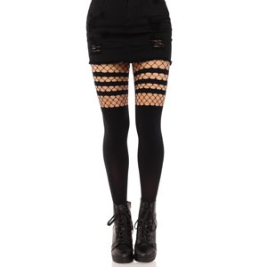 Pantyhose Leg Avenue A Rayas Con Malla Negra Para Mujer, Talla Única