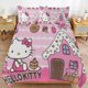 thumbnail image 2 of Hello Kitty Dessert House Bedding Set for Girls Kids Teen Tween Ultra Soft Microfiber Comforter Set Twin Size with 3-Pieces Comforters Bed Sets Bedroom Decor Bed Sheets, 2 of 5