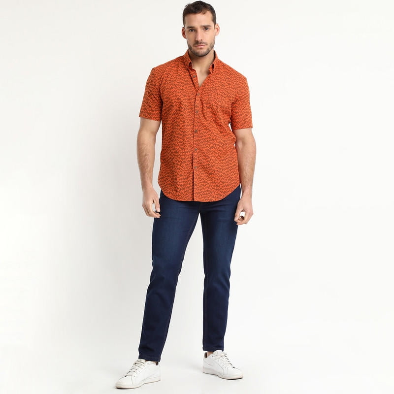 Truval - Camisa Estampada Diseño Mc Naranja