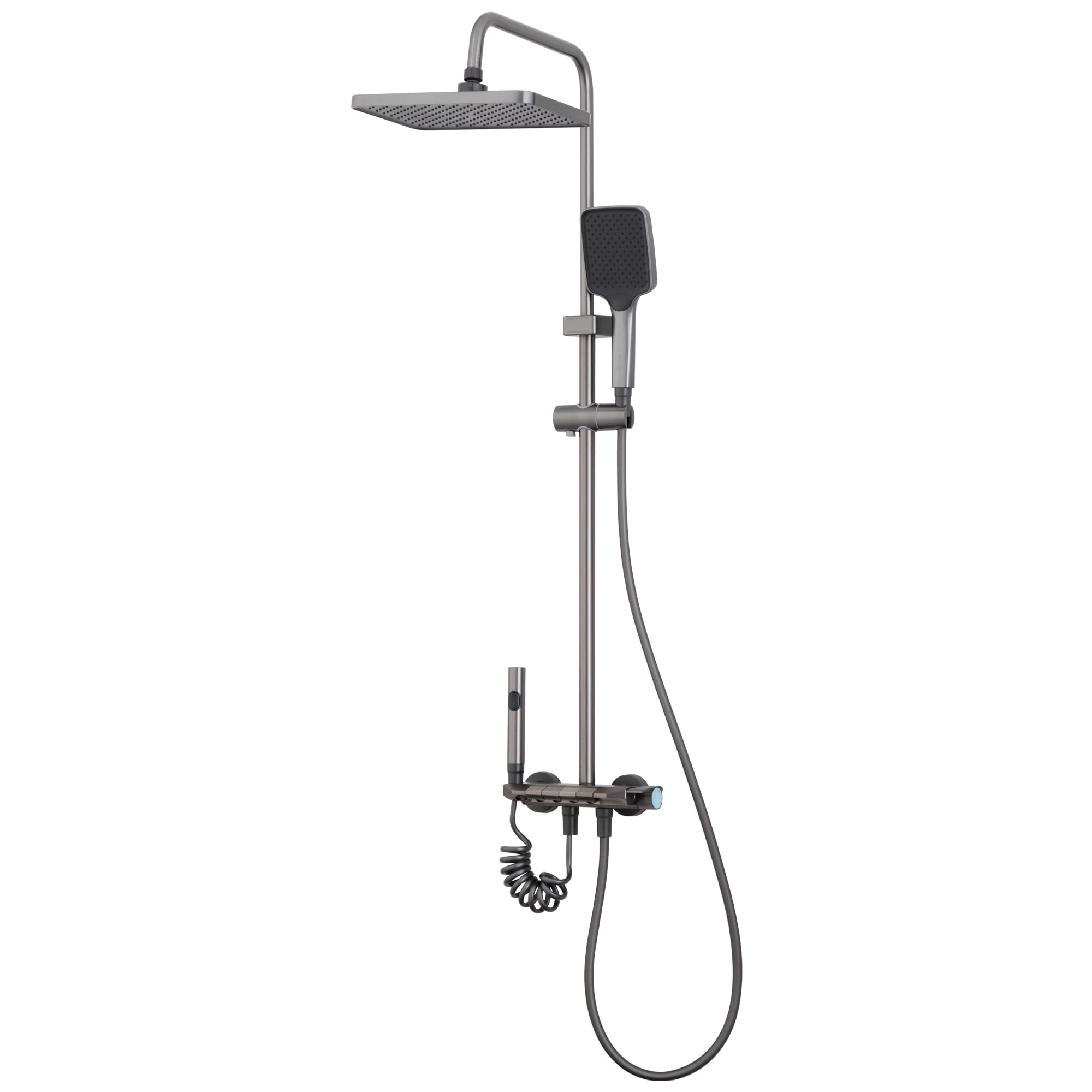 Joytek - Columna Ducha Teclado Monomando 4 Funciones Plato Rectangular Gris Grafito