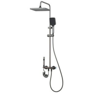 Joytek - Columna Ducha Teclado Monomando 4 Funciones Plato Rectangular Gris Grafito