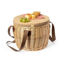 Importclick - Cesta Cooler Mimbre Aluminio Tapa Bambu Picnic Bubu