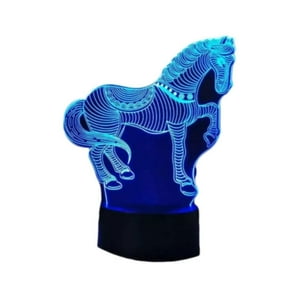 Lelumania - Lampara Ilusion 3D Corcel De 7 Colores, Base Touch
