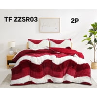 Aladdins Shop - Cobertor De Invierno Peludo Con Chiporro 2 Plazas Blanco Rojo Y Burdeo