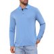 thumbnail image 4 of Edición INSPIRE CHIC Camisetas Polo de Golf para Hombre con Bolsillo, Cuello con Botones de Contraste, Mangas Largas 2XL Azul Claro, 4 of 6