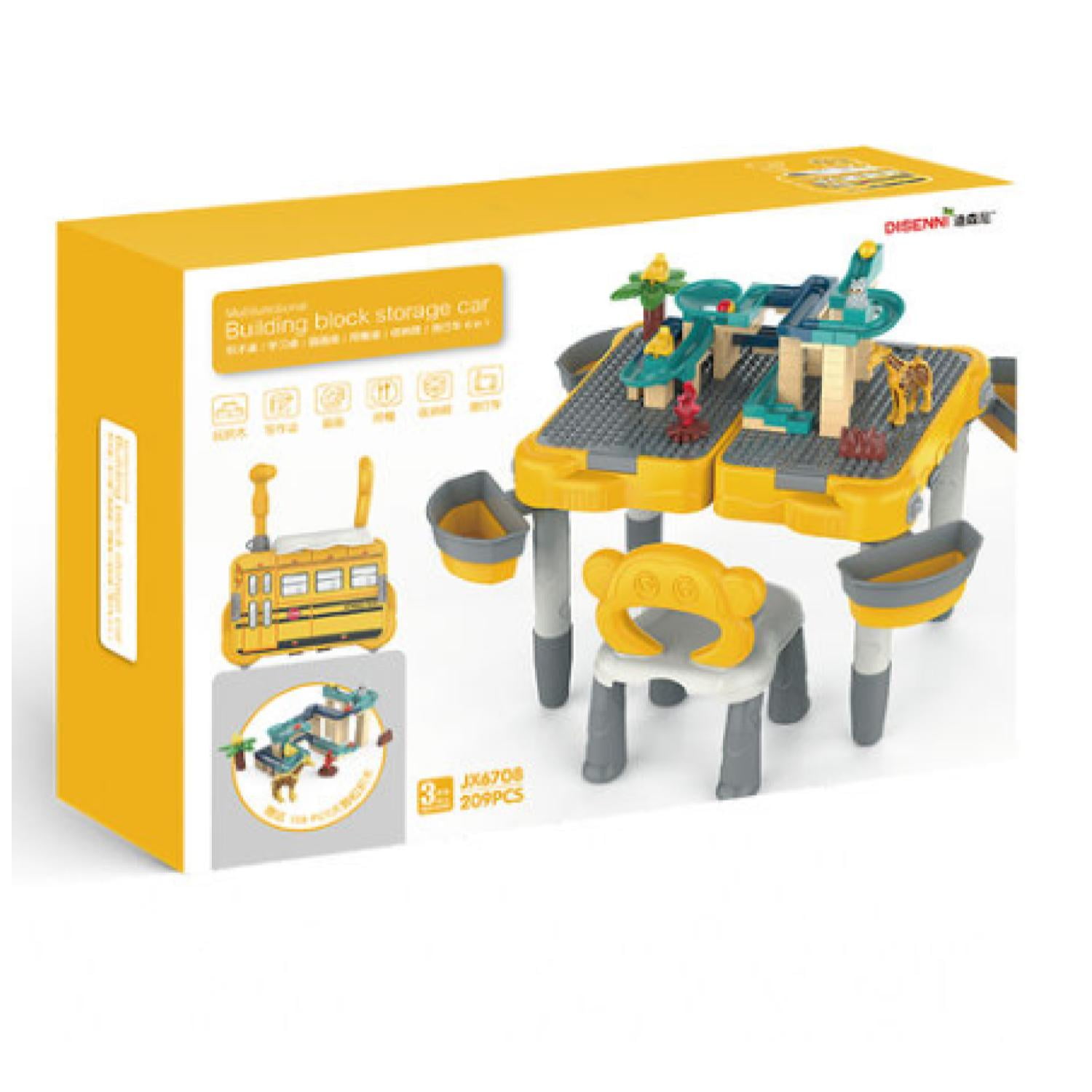 Total Upgrate - Juguete Mesa De Bloques Con Silla 168 Piezas Accesorios