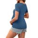 thumbnail image 3 of INSPIRE CHIC Blusa de Maternidad para Mujeres de Manga Corta con Cuello en V Cruzado y Fruncido, Imitación de Envoltura para Embarazo y Lactancia, Talla Extra Grande, Negro y Azul, 3 of 6