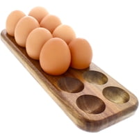 Xusx111 - Bandeja De Huevos - Soporte De Huevos De Madera Rústica Para Huevos Usados En La Nevera De La Cocina, O Encimera Para Exhibir O Almacenar - Fácil De Limpiar… (12 Huevos)