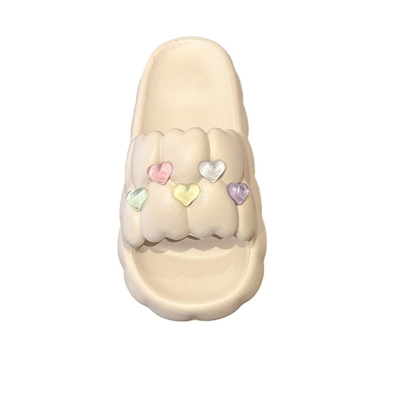 El Edén - Sandalias, Chalas Para Mujer Con Adornos De Corazones Color Piel Talla 40-41