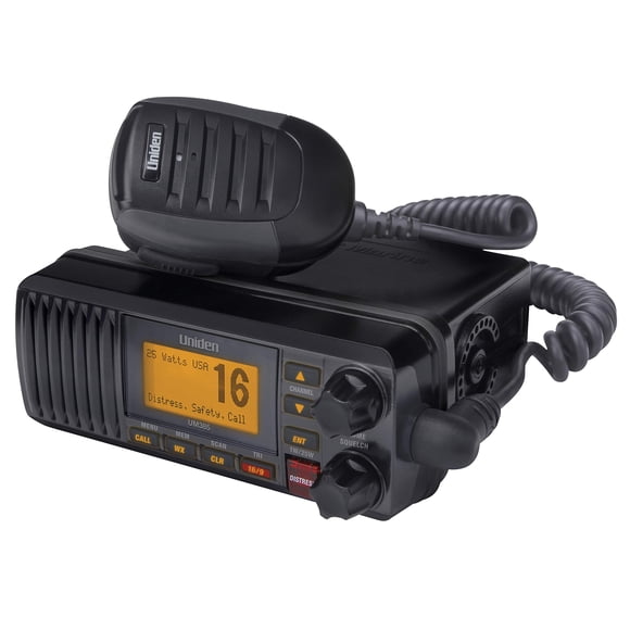 Radio VHF marina Uniden UM385BK de 25 W a prueba de agua con alerta de la NOAA
