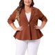 thumbnail image 1 of Agnes Orinda Blazer de Mujer Talla Grande Botón Solapa Panel Volante Peplum Blazers 3X Caramelo, 1 of 6