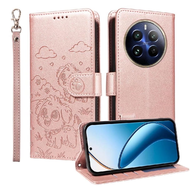 Funda Billetera FOXDOCK Compatible con Realme 13 Pro 5G, Diseño Perrito Tierno, Ranuras para Tarjetas y Soporte Plegable