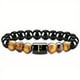 thumbnail image 1 of Natural Tiger Eye Stone 26 Letters Obsidian Elastic Rope Bracelet For Men, 1 of 5