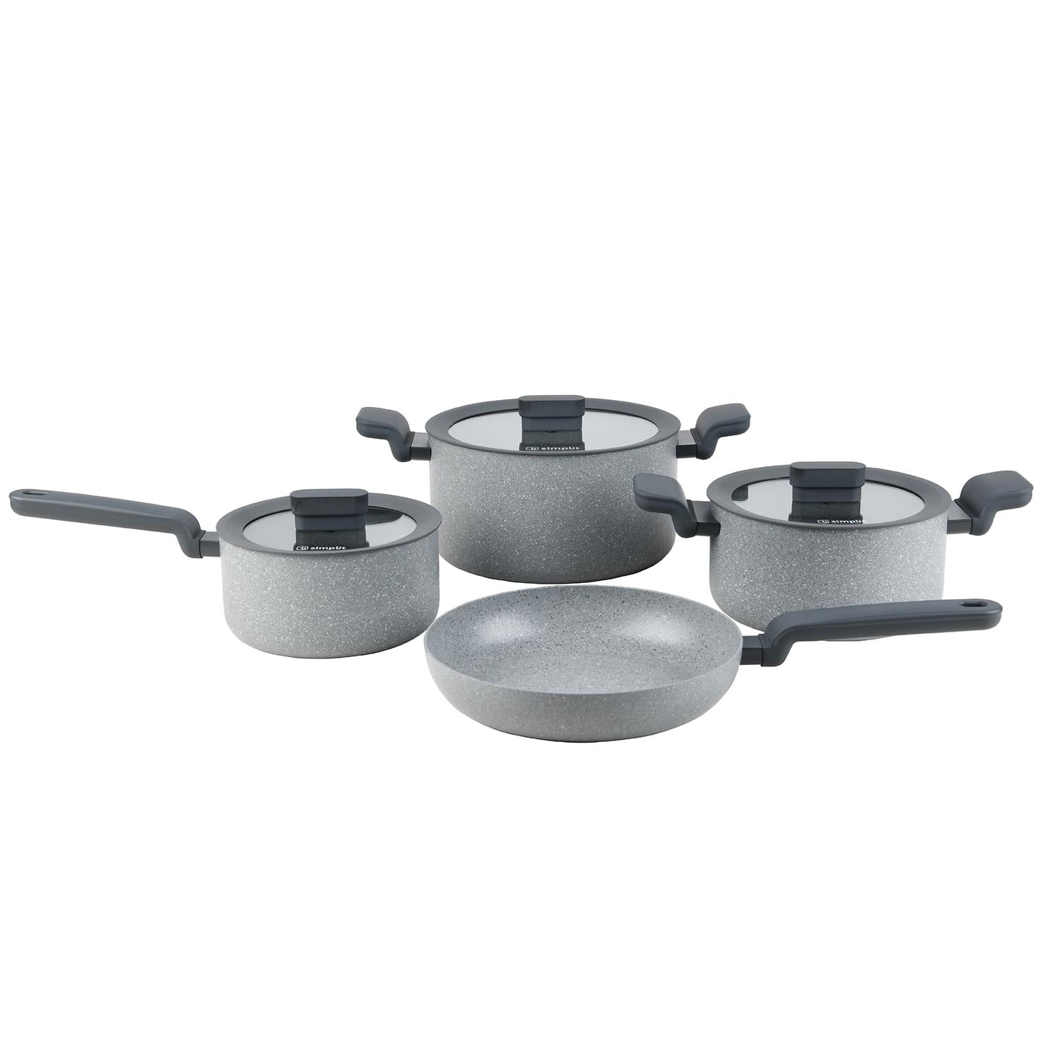 Batería De Cocina Antiadherente Pompei Granito 7 Pcs Simplit