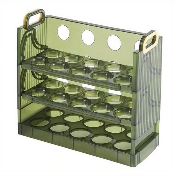 1pc Large Capacity Egg Holder for Refrigerator - 2/3 Layer Flip Egg Organizer with Handle - Reusable Plastic Clear Egg Tray Dispenser for Fridge Side Door Storage - Perfect for Egg Storage Organizatio