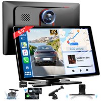 Pantalla Carplay Tecxerllon 9'' Hd Con Cámara De Tablero 4K Y Cámara 1080P