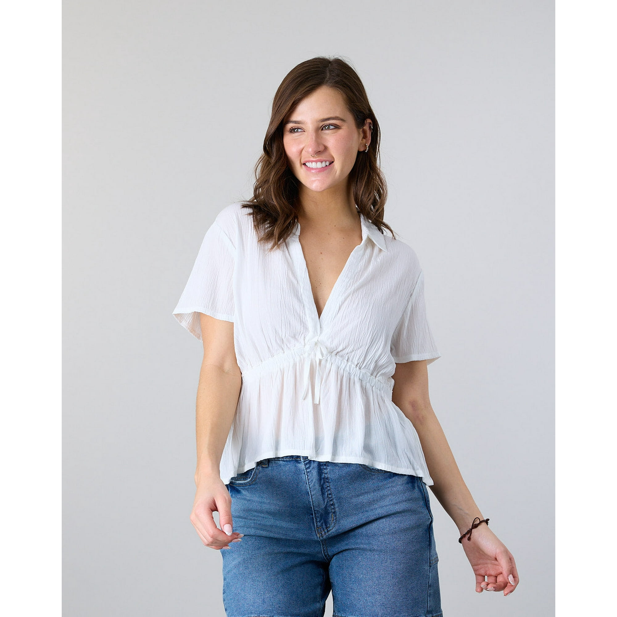 Blusa Mujer Escote V Crep Blanco Polemic