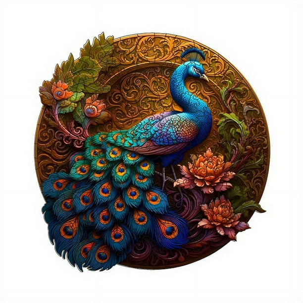 Peacock Peony Wooden Puzzle, Special-shaped Animal Puzzle, Decompressing Difficult Puzzle Toy For Adults, Birthday Holiday Gift, Wooden Toy For Adult, Men And Women