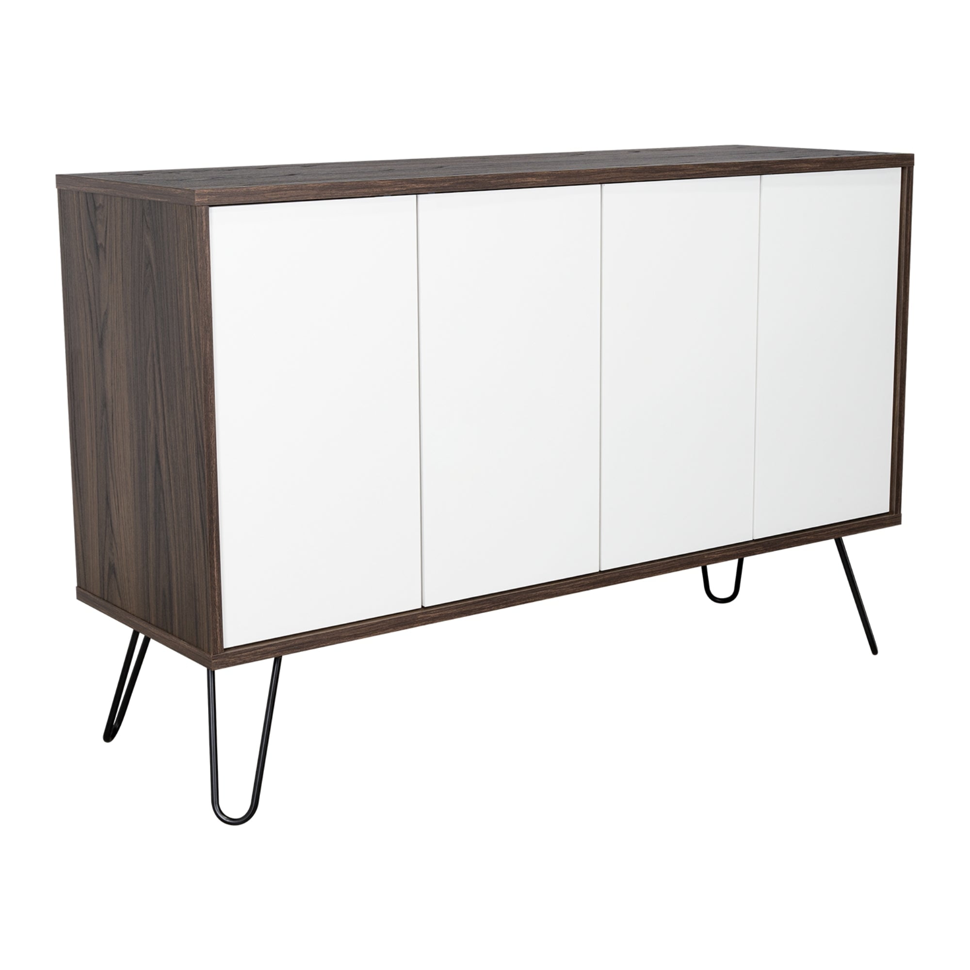 Fmfurniture - Arrimo Con 4 Puertas Y 4 Repisas Fm-001b Blanco Y Café Oscuro