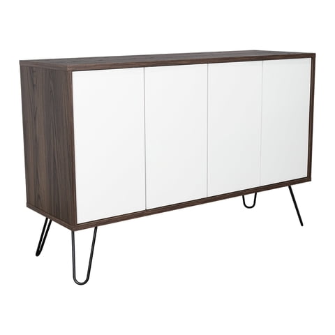 Fmfurniture - Arrimo Con 4 Puertas Y 4 Repisas Fm-001B Blanco Y Café Oscuro