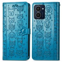 Funda Cartera Foxdock Para Hmd Pulse Pro , Flip Pu Con Relieve De Gatos Y Perros, Tarjetero Y Soporte