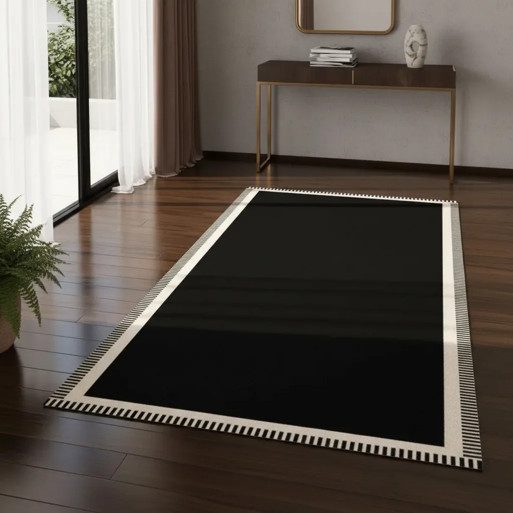 Casadeliacl - Alfombra Pasillera 3d Decorativa W.m G Moderna 1.8 M 60 Cm Lineas Negro