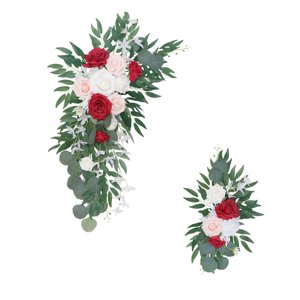 Bothyi - 2 Uds Arco De Flores De Boda Con Guirnalda De Hojas Para Decoración De Ceremonia Rosa Roja