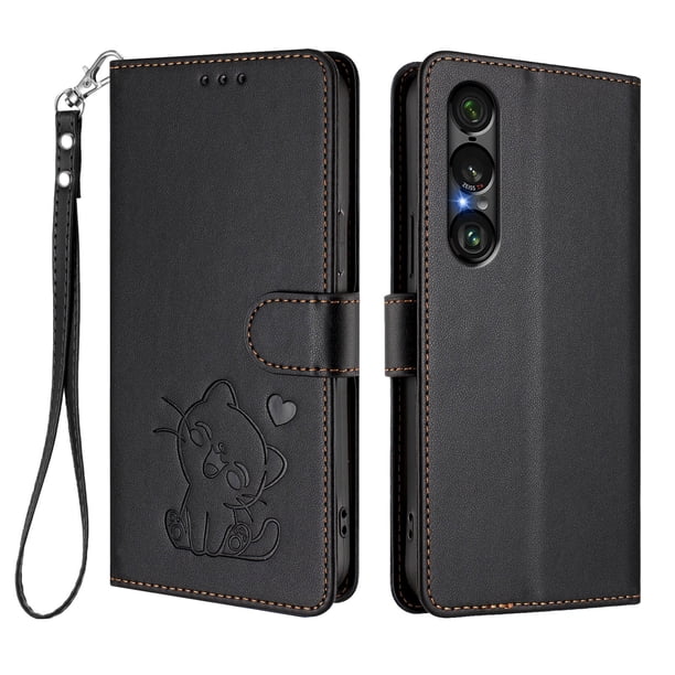 Funda Billetera con Espacio para Fotos para Sony Xperia 1 VII, Negro