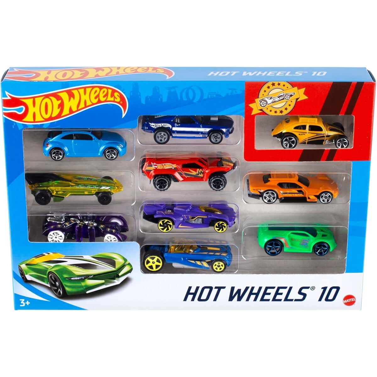 Mattel - Set Hot Wheels 10 Autos Y Camionetas 1:64 Para Niños