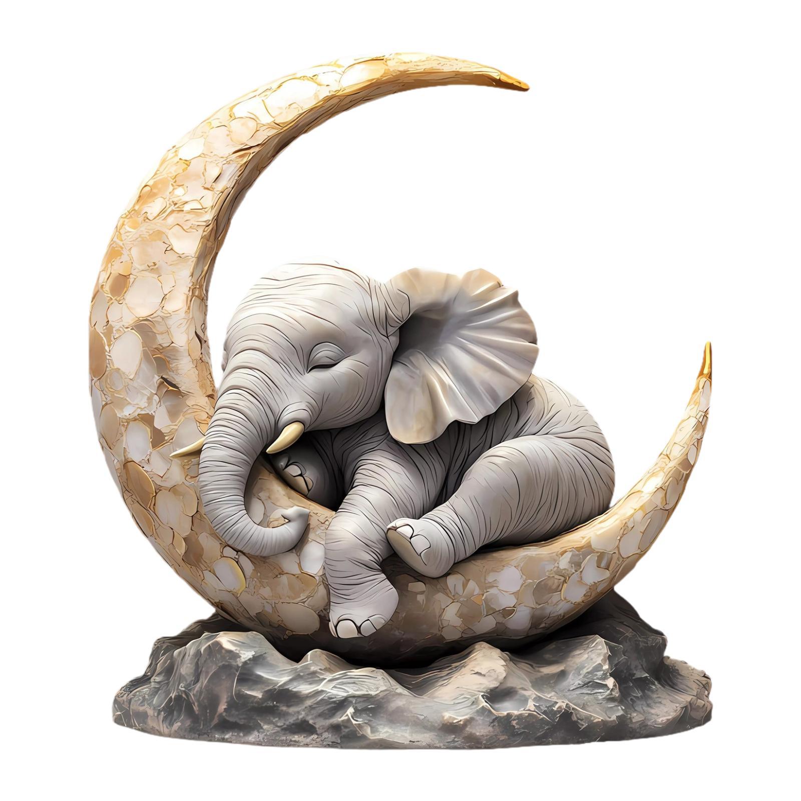 Bothyi - Elefante Durmiendo En La Luna, Regalo Artístico Para Mesa De Restaurante, Estante De Cocina