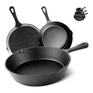 Genérico - Set De 3 Sartenes De Hierro Fundido, 16, 20 Y 26 Cm