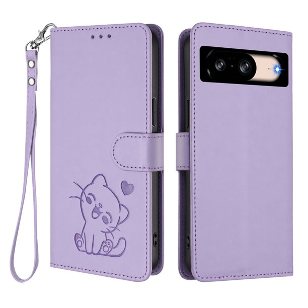 Funda Volteable tipo Billetera con Correa para Google Pixel 8, Lila Claro