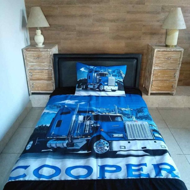 Truck Blue Quilt Duvet Cover Set Children Bedclothes Queen Comforter Cover3-Piece Bedding Set
