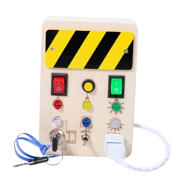 Juguete Montessori con interruptor, tablero de actividades para niños pequeños para desarrollar material didáctico, tablero de actividades con LED, pa estilo B