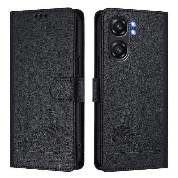 Funda tipo cartera FOXDOCK para Oukitel C58 con soporte, ranuras, RFID, diseño de gato