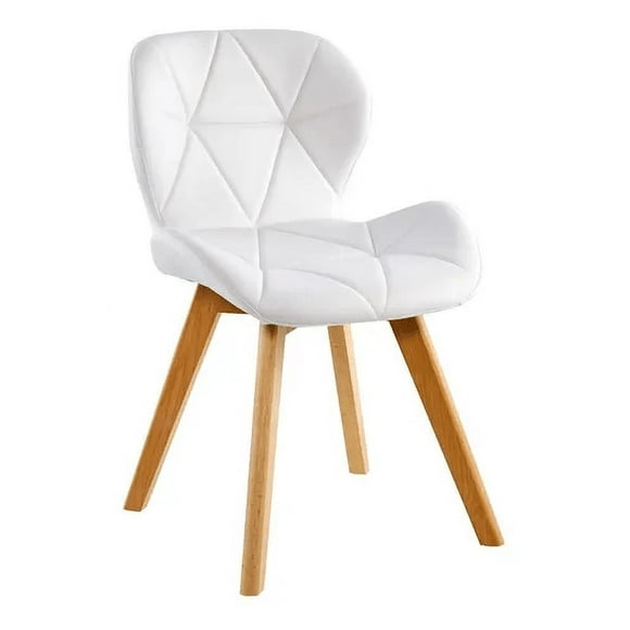 Silla de comedor acolchada Mariposa blanca con patas fijas de madera