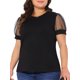 thumbnail image 1 of Agnes Orinda Camiseta de Mujer Talla Grande con Manga Corta de Malla Cuello Redondo Blusa Casual Sólida 2025 1X Negro, 1 of 6