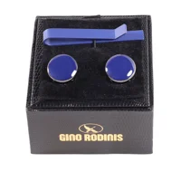 Set Pasador De Corbata Y Cubre Botón Gino Rodinis Tb019 - Azul