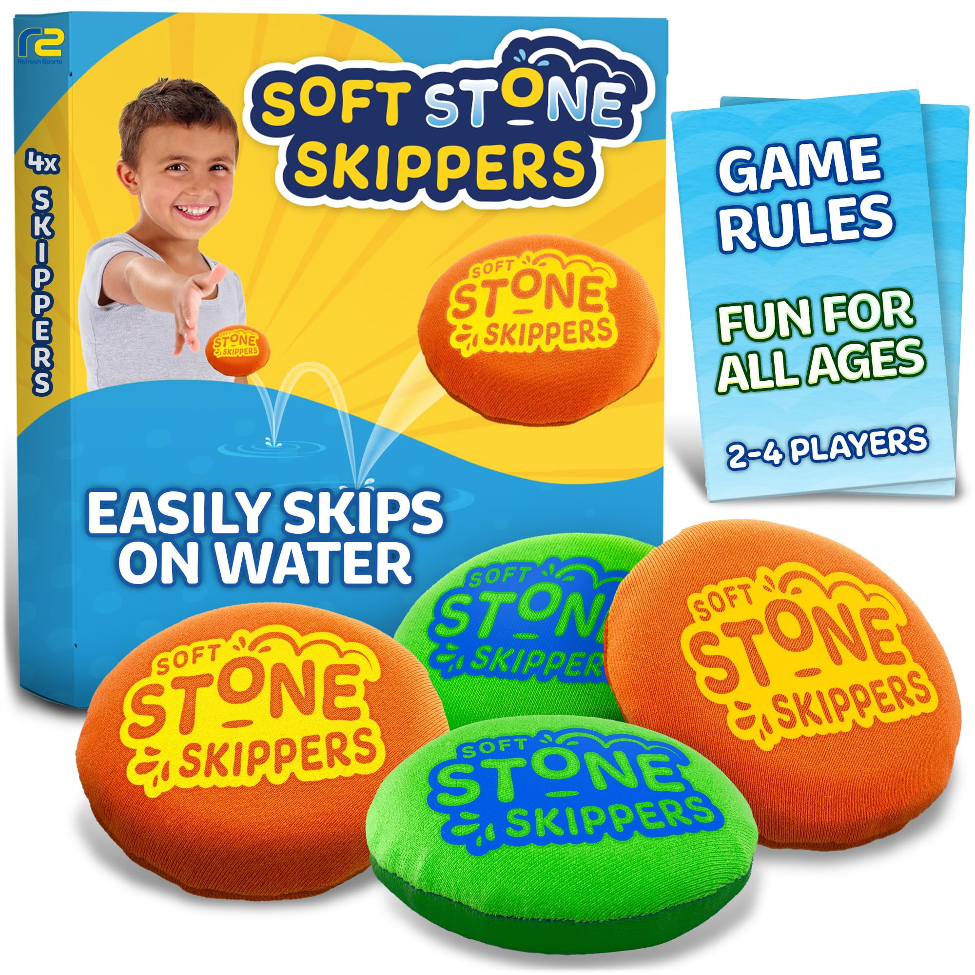 Refresh Sports - Juego De Discos Para Saltar En El Agua Soft Stone Skippers, Paquete De 4 Para Niños