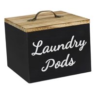 Bothyi - Dispensador De Contenedores De Almacenamiento De Madera Para Mesa, Lavadero, Baño, Contenedor De Lavandería Negro