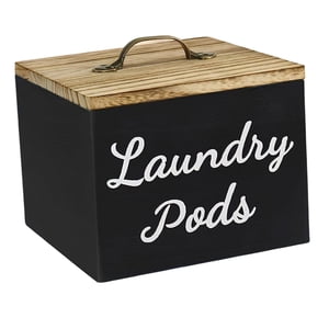 Bothyi - Dispensador De Contenedores De Almacenamiento De Madera Para Mesa, Lavadero, Baño, Contenedor De Lavandería Negro