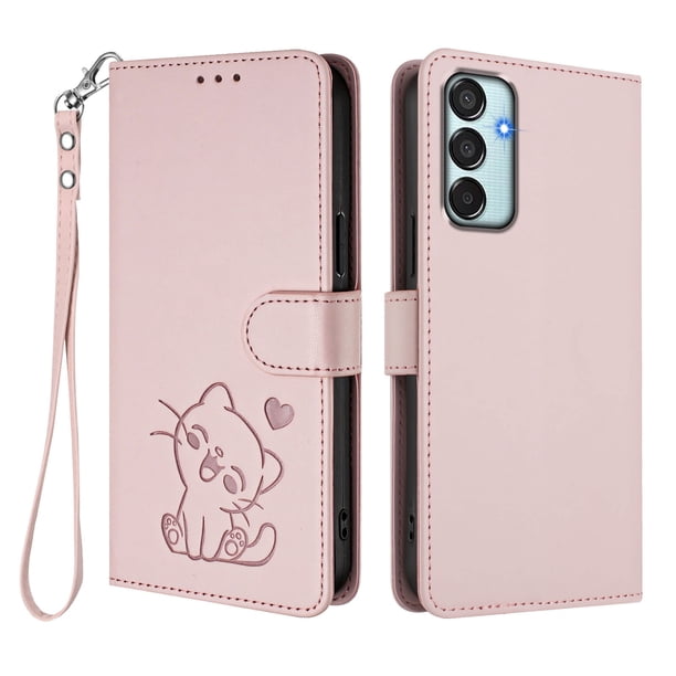 Carcasa Billetera de Cuero Sintético para Samsung Galaxy M15 5G, Rosa