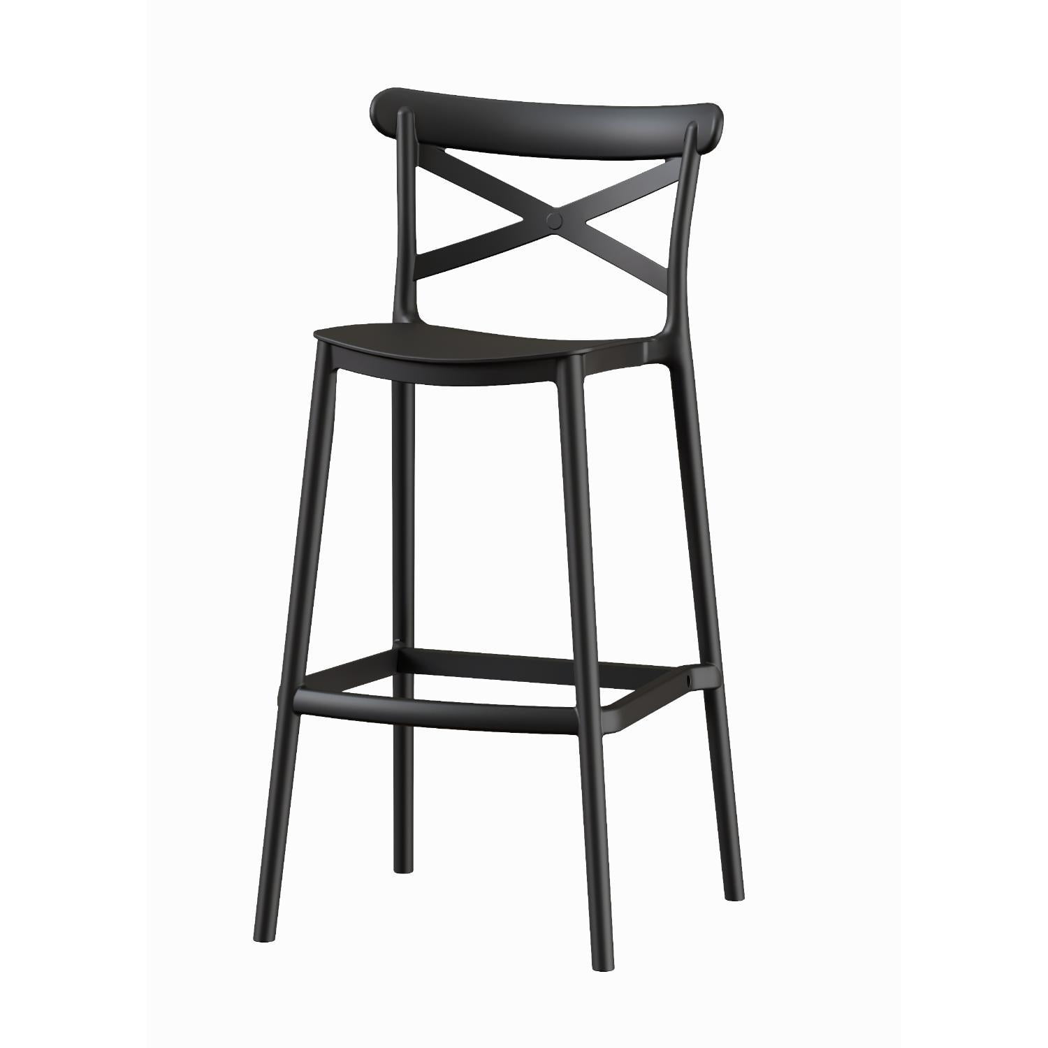 Escandinavia - Piso Taburete Silla Alta Bar Cocina Danessa 75cm Negra Negro Tamaño Unico